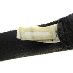 DIESEL イタリア製 ベルト レザー ロゴ バックル クラウン 90 ブラック