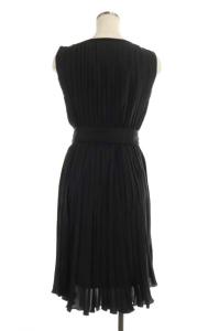 LANVIN en Bleu ワンピース ドレス ひざ丈 ノースリーブ プリーツ ビジュー 38    ブラック