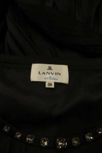 LANVIN en Bleu ワンピース ドレス ひざ丈 ノースリーブ プリーツ ビジュー 38    ブラック