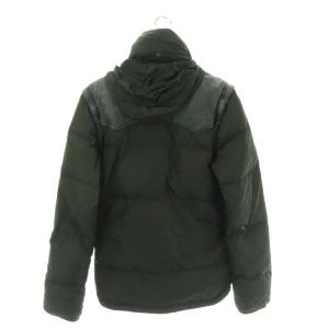DIESEL 中綿ジャケット レザー フード 切替 M カーキ
