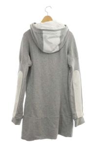 DIESEL パーカー ジップアップ フード ミドル丈 S グレー ホワイト