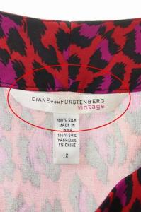 DIANE von FURSTENBERG vintage ワンピース 長袖 ヒョウ柄 レパード ひざ丈 プルオーバー レッド パープル