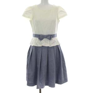 ひざ丈リボンドッキングワンピース ホワイト