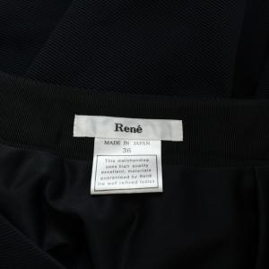 René フレアスカート タックスカート ひざ丈 36 ネイビー