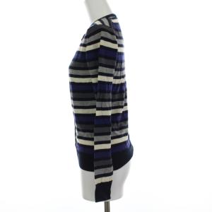 JOHN SMEDLEY ボーダー カーディガン ニット 長袖 ウール S ネイビー ベージュ グレー