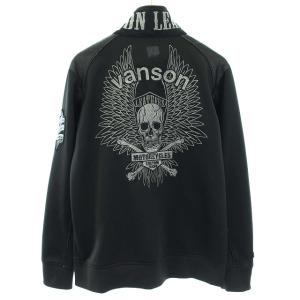 vanson Leathers スカル刺繍ジップアップブルゾン XL ブラック