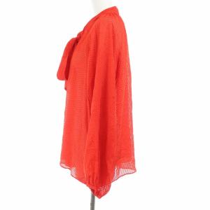 Drawer 2018年製 シルクレーヨンジャカードボウタイブラウス リボン 36 S レッド