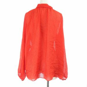 Drawer 2018年製 シルクレーヨンジャカードボウタイブラウス リボン 36 S レッド