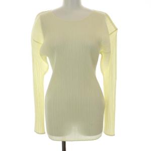 イッセイミヤケ カットソー プリーツ クルーネック 長袖 4 アイボリー