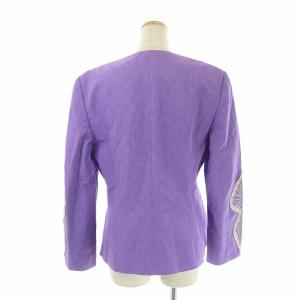 LANVIN スーツ セットアップ ノーカラージャケット タイトスカート ひざ丈 刺繍 42 パープル