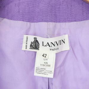 LANVIN スーツ セットアップ ノーカラージャケット タイトスカート ひざ丈 刺繍 42 パープル