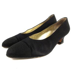 パンプス ローヒール 6 23.5cm ブラック