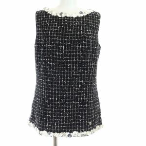 09P ノースリーブ カットソー チェック Mブラック ホワイト P35388V25383