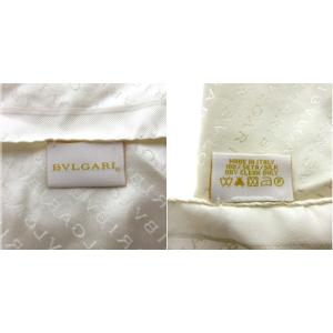 BVLGARI スカーフ ロゴ 総柄 シルク ホワイト