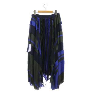 sacai 19AW STRIPE PLEATED MIDI SKIRT プリーツスカート ロング ラップ