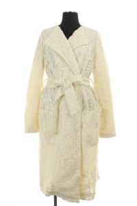 16SS レースガウンコート スプリング ロング ベルト付 38 アイボリー