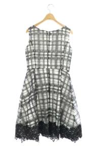 Grace Class ノースリーブひざ丈チェックワンピース 36 ブラック