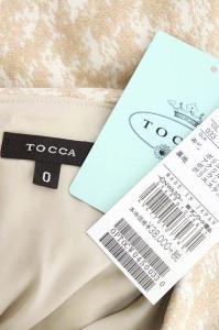 TOCCA ワンピース ひざ丈 フレア ギャザー 七分袖 総柄 0 ベージュ アイボリー
