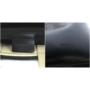FURLA トートバッグ ハンドバッグ バイカラー レザー ブラック アイボリー