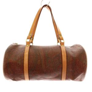 ペイズリー柄ミニボストンバッグ ブラウン