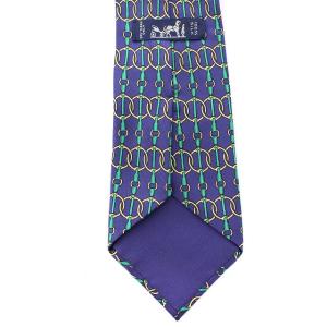 HERMES 総柄シルクネクタイ ネイビー