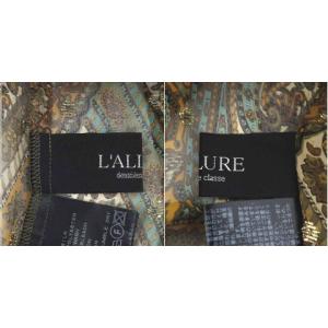 L'Appartement ワンピース ノースリーブ ロング ミモレ 総柄 シースルー レース ペチコート付き シルク ブラウン