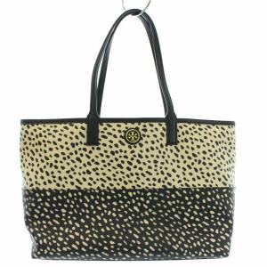 トートバッグ PVC ロゴ 総柄 アイボリー ブラック