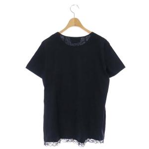 Salvatore Ferragamo 半袖レースクルーネックTシャツ L ブラック