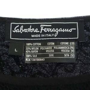 Salvatore Ferragamo 半袖レースクルーネックTシャツ L ブラック