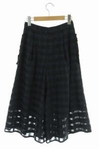 LANVIN en Bleu チェックガウチョパンツ 38 ブラック