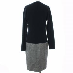 Salvatore Ferragamo ヴィンテージ ワンピース 切替 カシミヤ混 42 ブラック