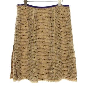 PRADA フレアツイードプリーツスカート 44 ベージュ