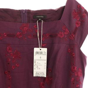 TOCCA LAVIEN ROSE ドレス ワンピース ロング 半袖 刺繍 6 ボルドー
