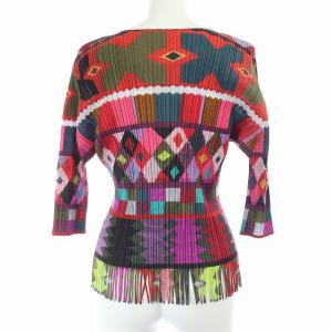 PLEATS PLEASE ISSEY MIYAKE イッセイミヤケ 五分袖総柄カットソー 3 マルチカラー