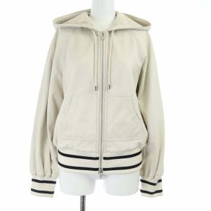 2021年製 パーカー ジャケット ラムレザー ジップアップ 38 アイボリー