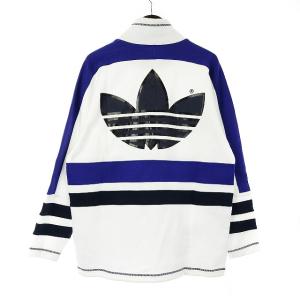 adidas プルオーバーパーカー ロゴ ホワイト パープル