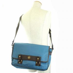 HUNTING WORLD ナイロンレザーメッセンジャーバッグ ライトブルー