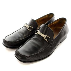 ローファー ガンチーニ レザー スクエアトゥ 8EE 27cm  ブラック