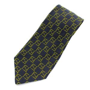 ネクタイ ズッカ柄 刺繍 イタリア製 シルク 絹 ネイビー イエロー