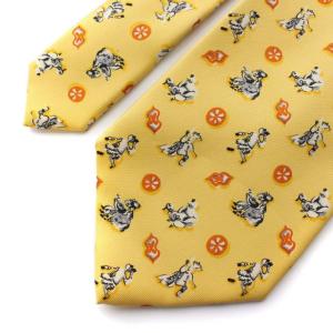 Salvatore Ferragamo ネクタイ 総柄 シルク イエロー