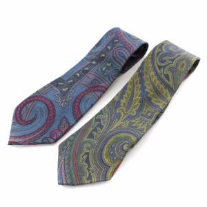 ネクタイ 2本セット ペイズリー シルク ネイビー グリーン