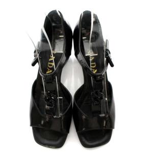 PRADA T字ストラップハイヒールオープントゥパンプス 35 ブラック