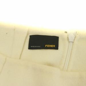 FENDI タイトスカート ひざ丈 ウール 38 M ホワイト GY