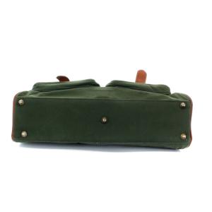 burberrys ヴィンテージ ハンドバッグ ブリーフケース 裏地チェック レザー キャンバス グリーン ブラウン