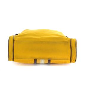 BALLY ハンドバッグ トートバッグ ライン キャンバス レザー イエロー ブラウン