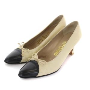 リボンポインテッドトゥパンプス 6 ベージュ