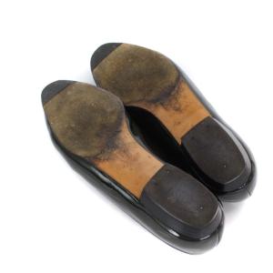 Salvatore Ferragamo リボンエナメルポインテッドトゥパンプス 6 ブラック