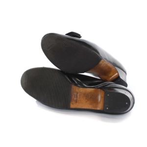 Salvatore Ferragamo ヴァラ パンプス ポインテッドトゥ リボン チャンキーヒール レザー 6 ブラック