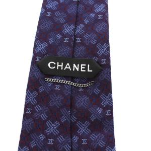 CHANEL ココマーク総柄シルクネクタイ ネイビー