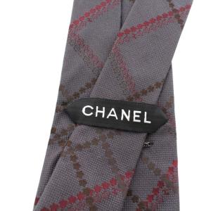 CHANEL 総柄 ココマーク ネクタイ イタリア製 シルク グレー レッド
